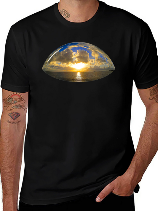Sunset Vista Graphic Tee - Black Cotton T-Shirt
