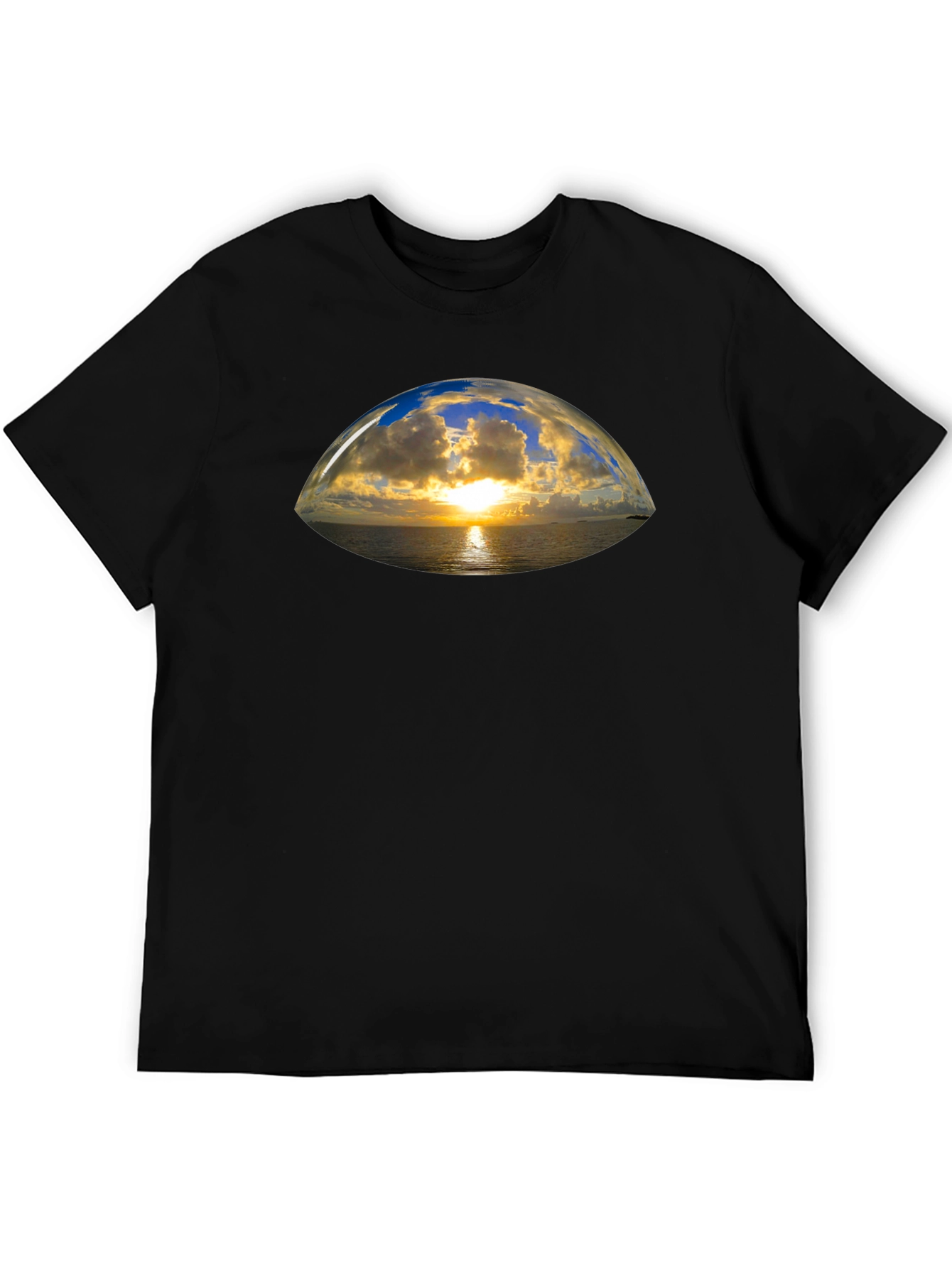 Sunset Vista Graphic Tee - Black Cotton T-Shirt