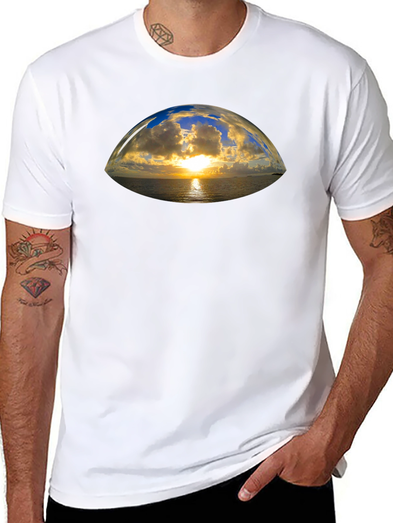 Sunset Vista Graphic Tee - Black Cotton T-Shirt