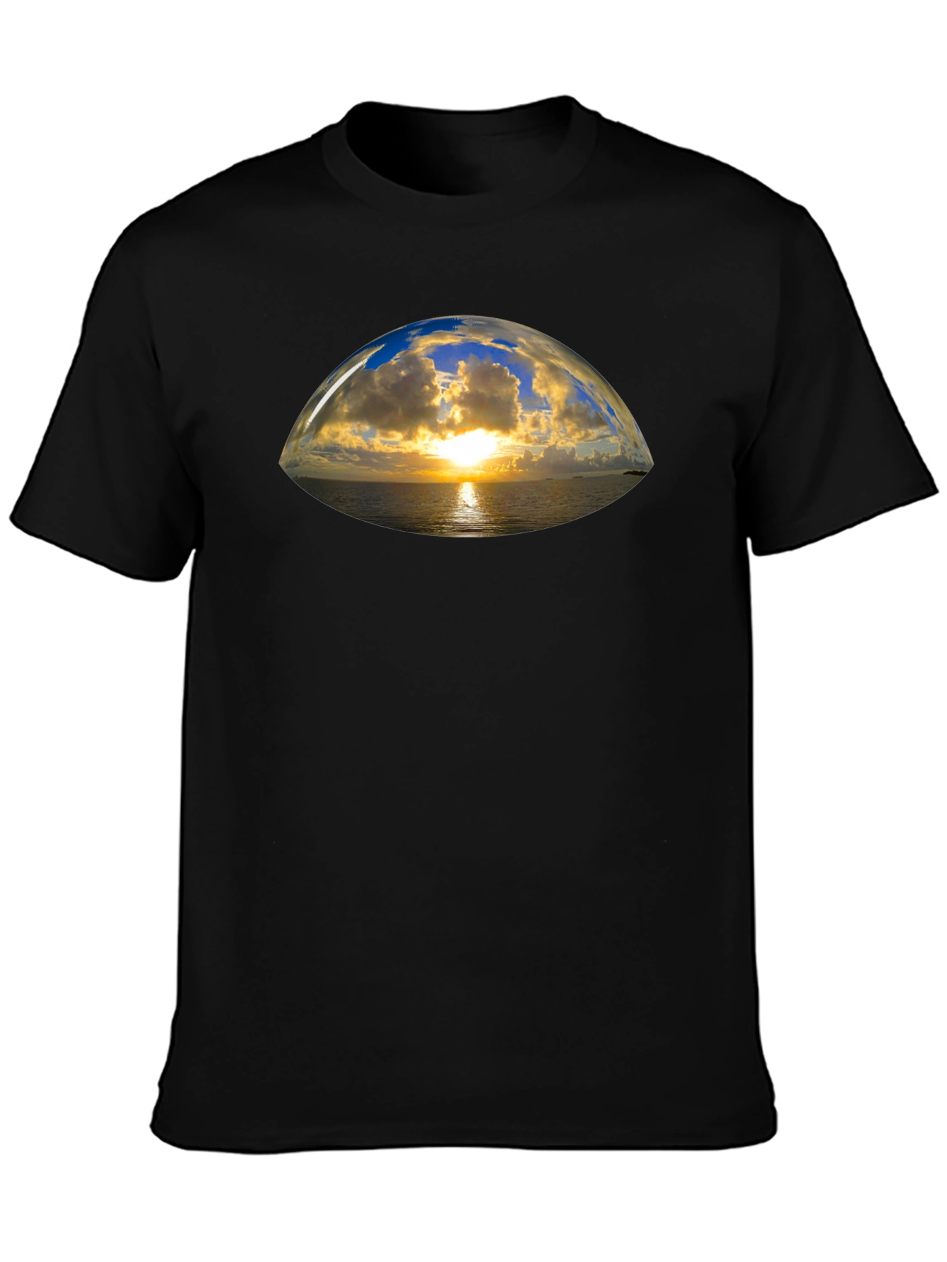 Sunset Vista Graphic Tee - Black Cotton T-Shirt
