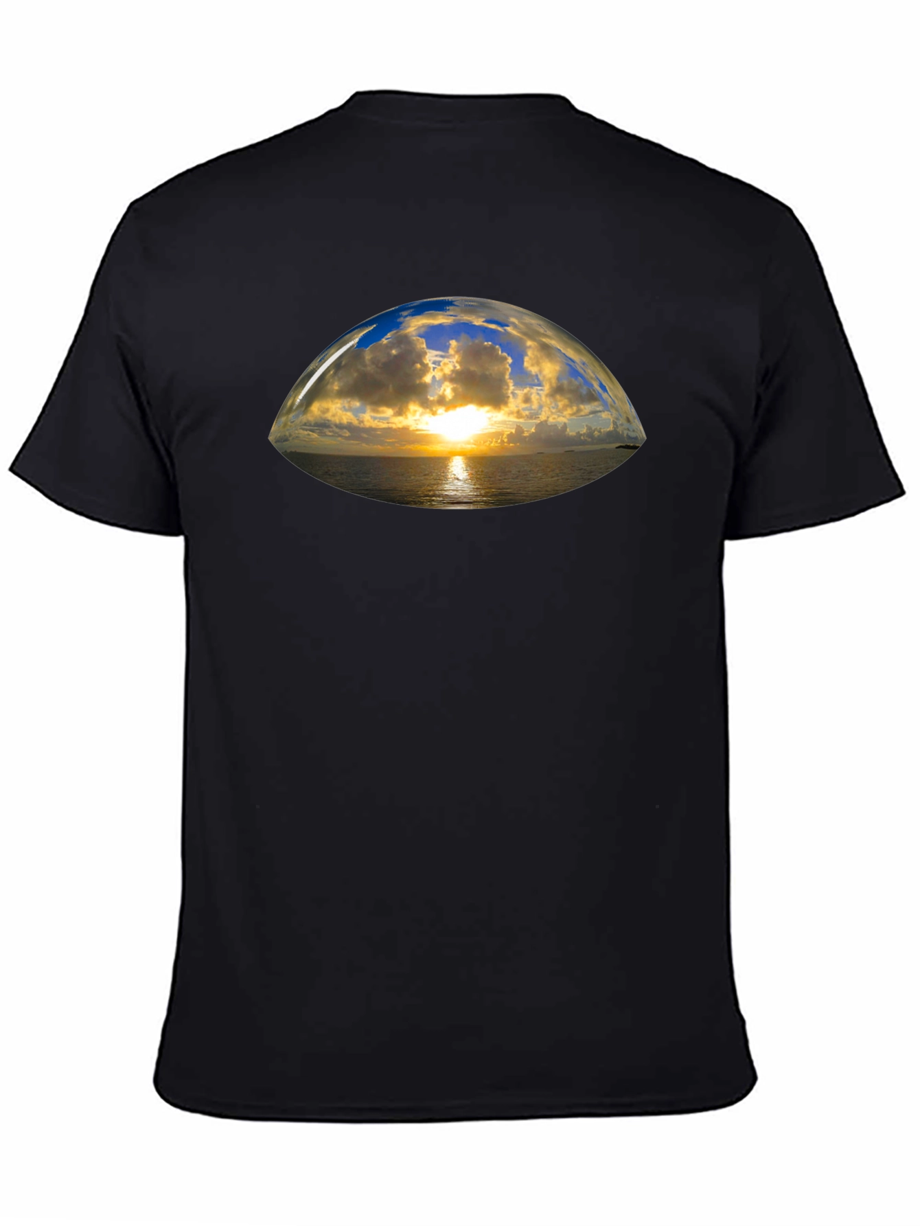 Sunset Vista Graphic Tee - Black Cotton T-Shirt
