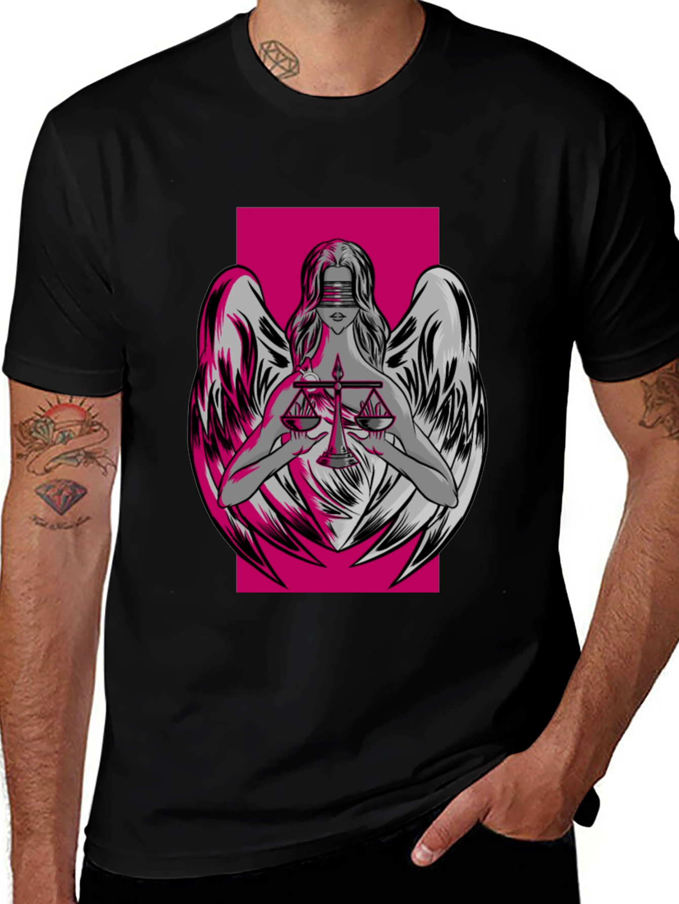 Justice Angel Graphic T-Shirt - Black