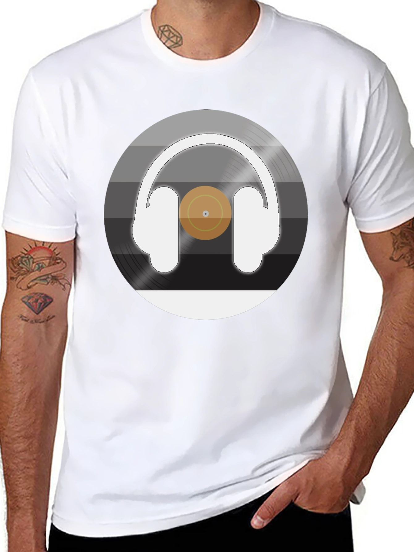 Headphone Vinyl Record Graphic Tee