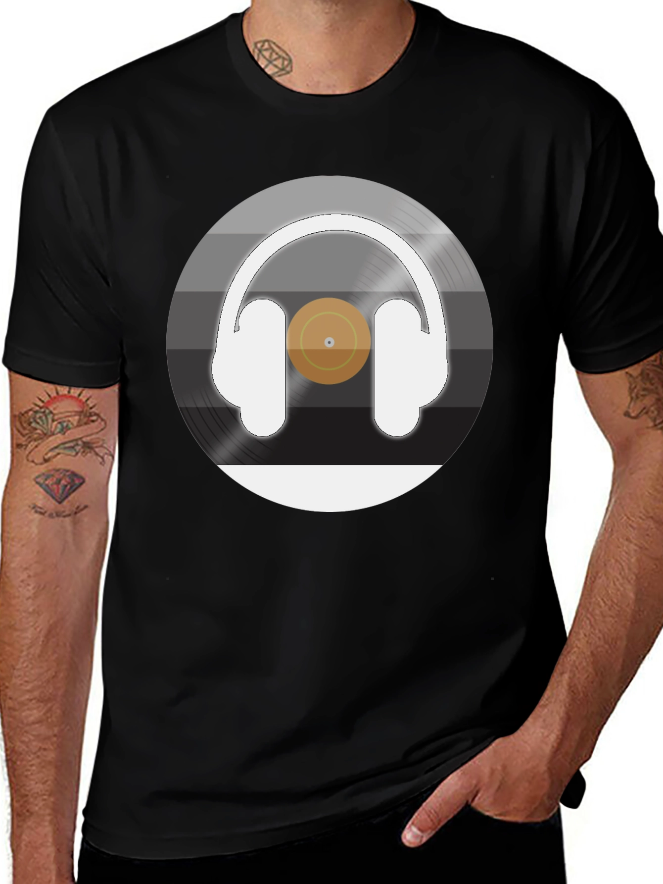 Headphone Vinyl Record Graphic Tee