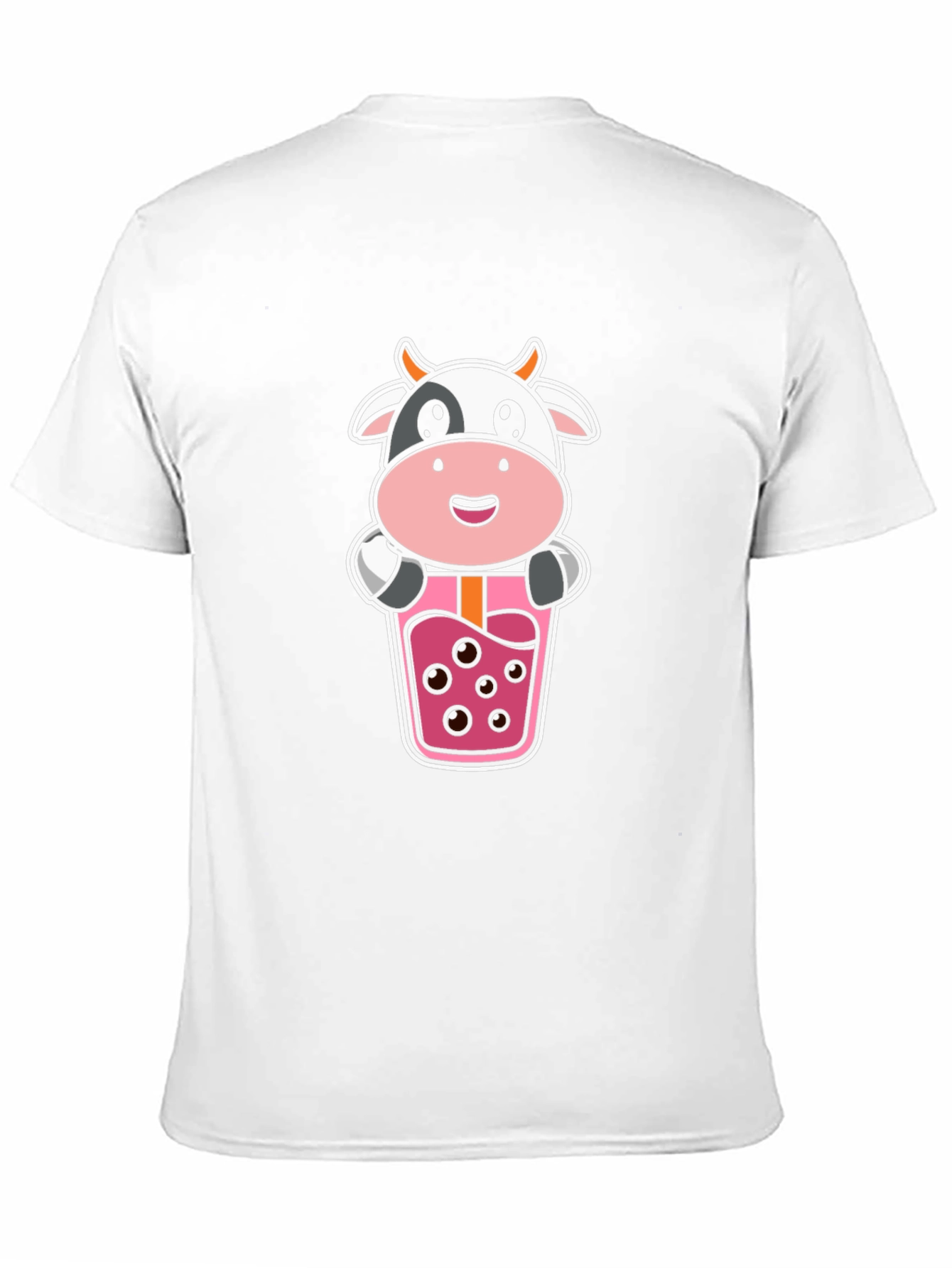 Cute Cow Boba Tea Graphic Black T-Shirt