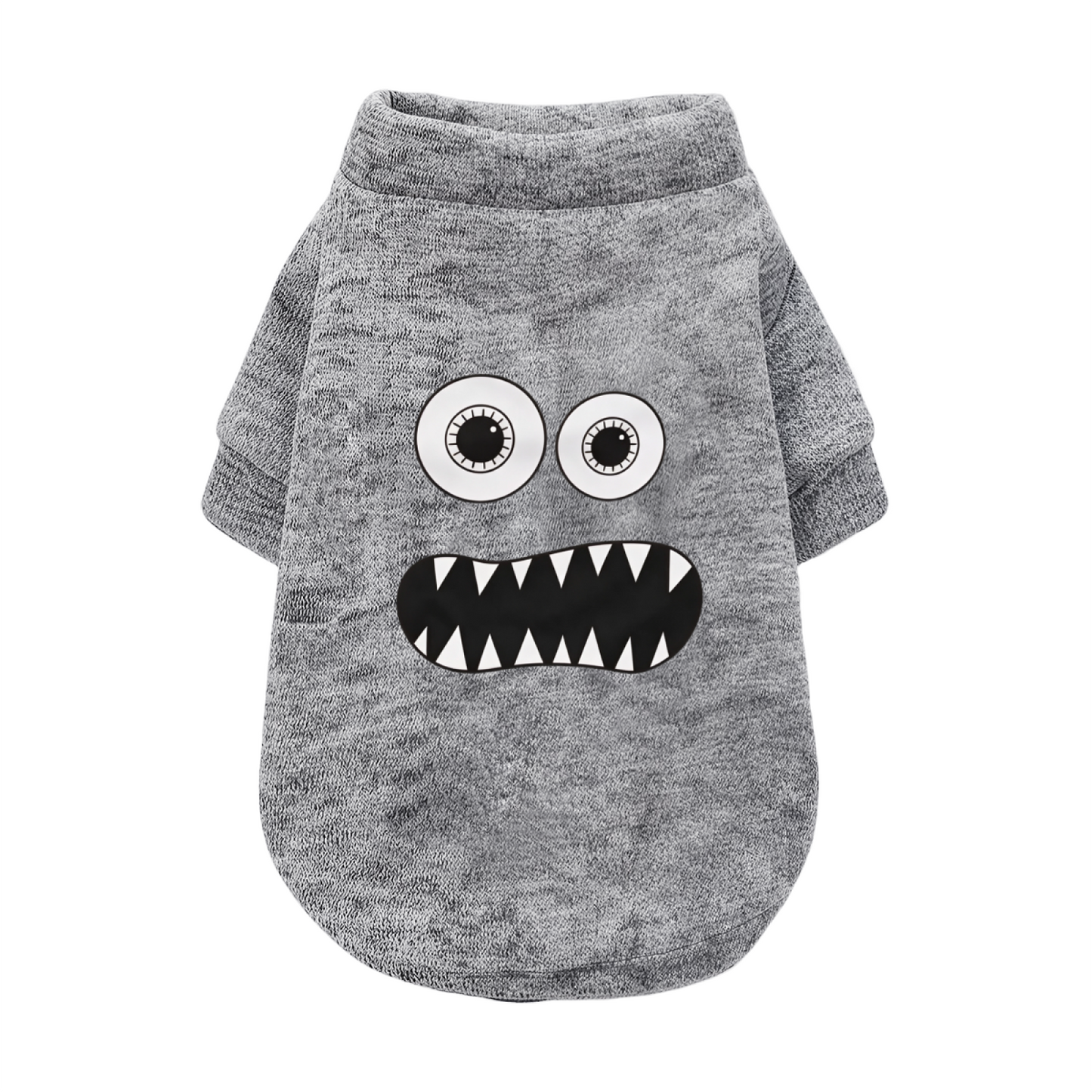 Funny Big Eye Monster Cartoon Gray Pet Soft Cardigan Sweater