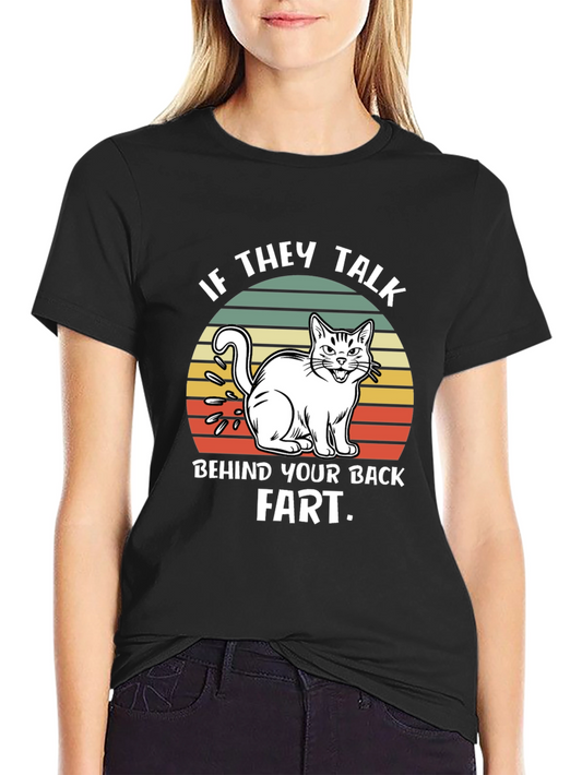 Funny Fart Cat T-Shirt - Mens Black Tee