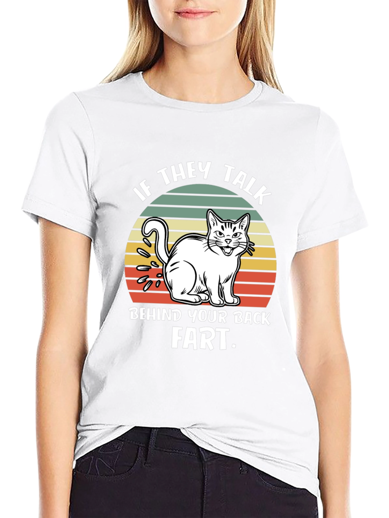 Funny Fart Cat T-Shirt - Mens Black Tee