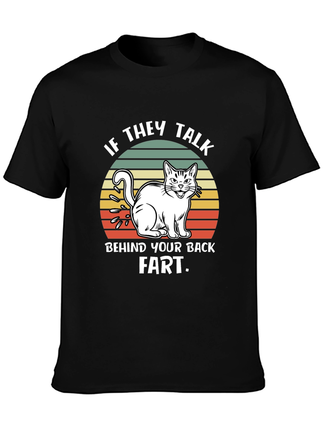 Funny Fart Cat T-Shirt - Mens Black Tee