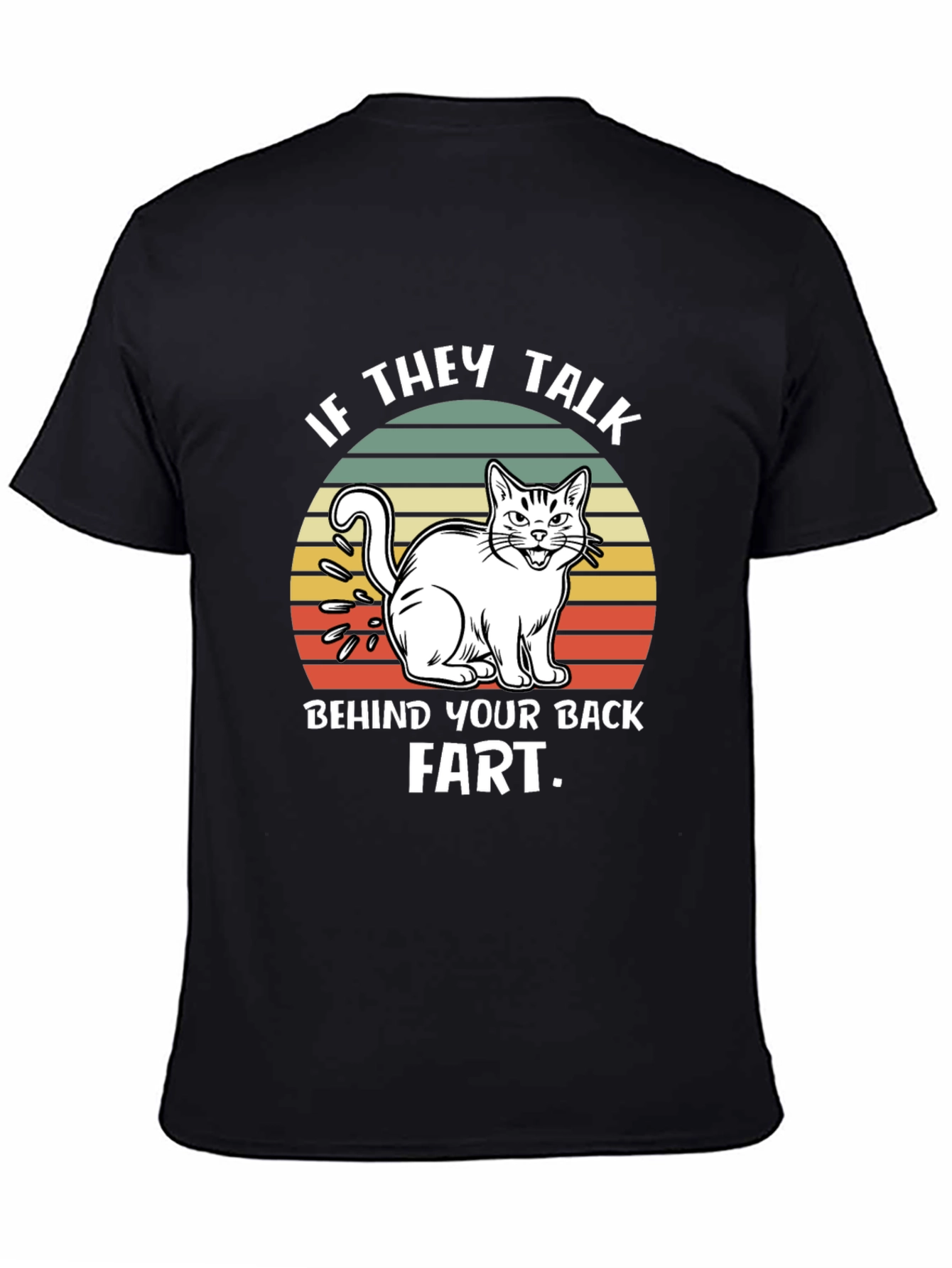 Funny Fart Cat T-Shirt - Mens Black Tee