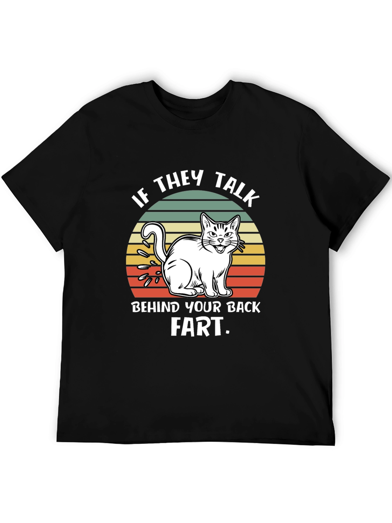 Funny Fart Cat T-Shirt - Mens Black Tee