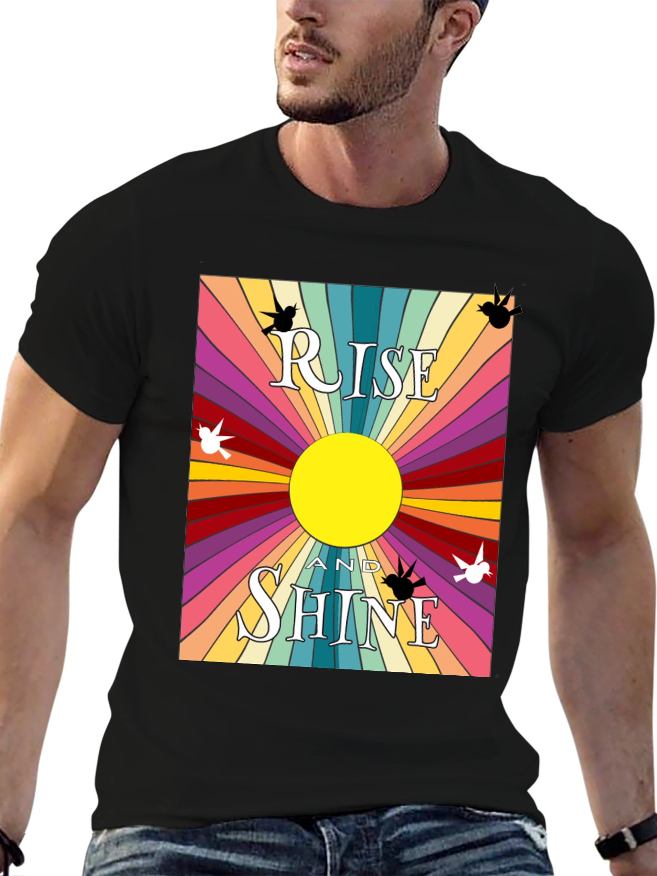 Rise and Shine Graphic Tee - Retro Sunbeam Design