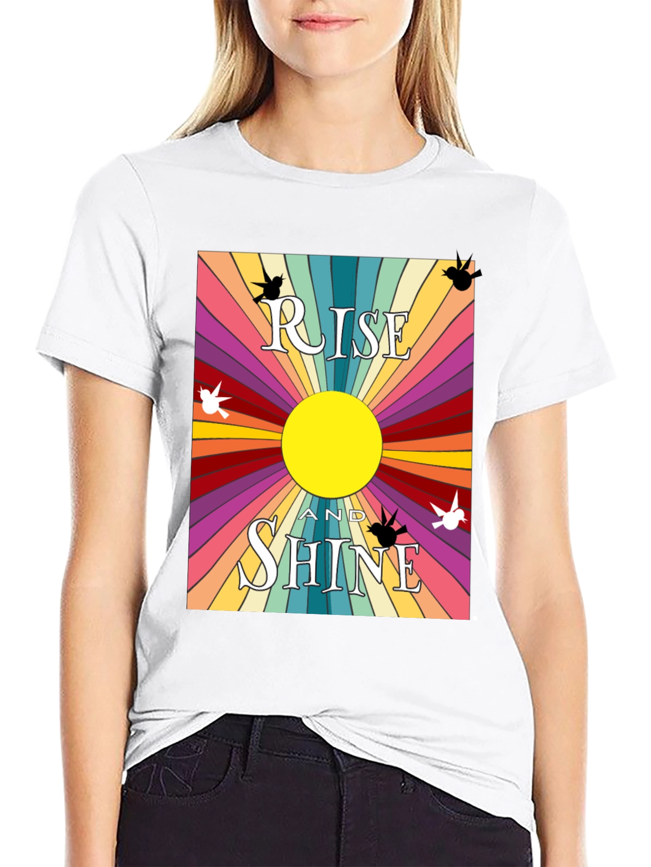 Rise and Shine Graphic Tee - Retro Sunbeam Design