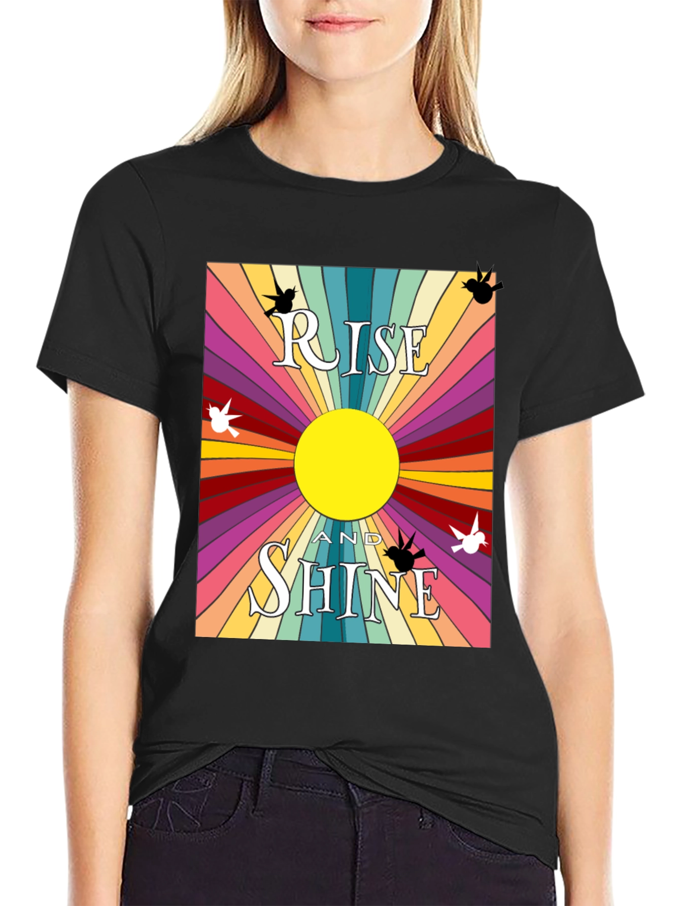 Rise and Shine Graphic Tee - Retro Sunbeam Design