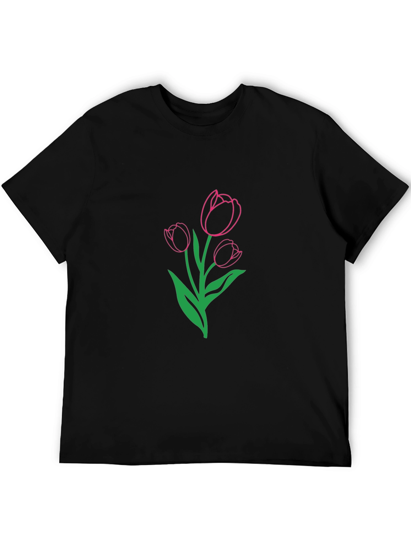 Tulip Outline Graphic Tee - Casual Style