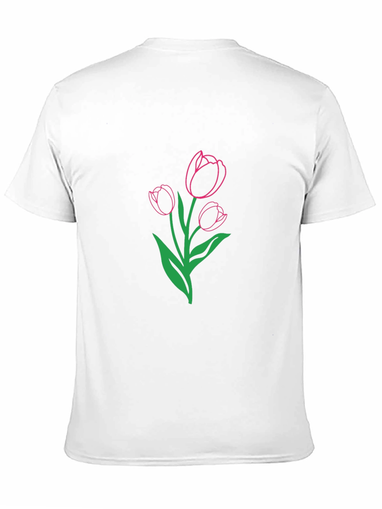 Tulip Outline Graphic Tee - Casual Style