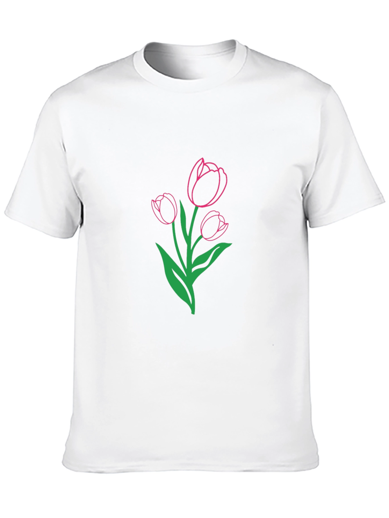 Tulip Outline Graphic Tee - Casual Style