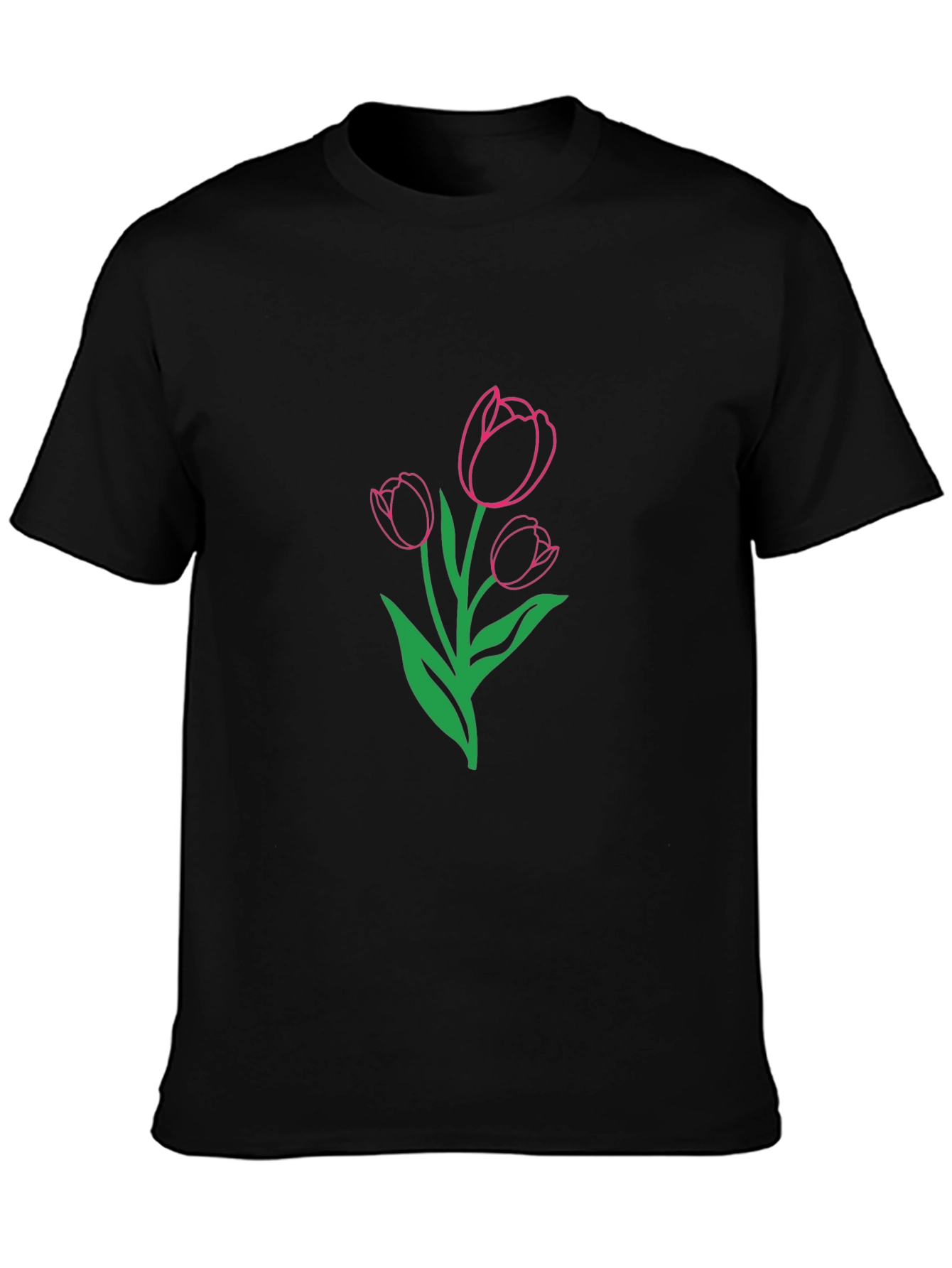 Tulip Outline Graphic Tee - Casual Style