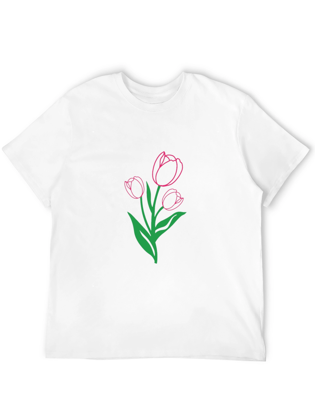 Tulip Outline Graphic Tee - Casual Style