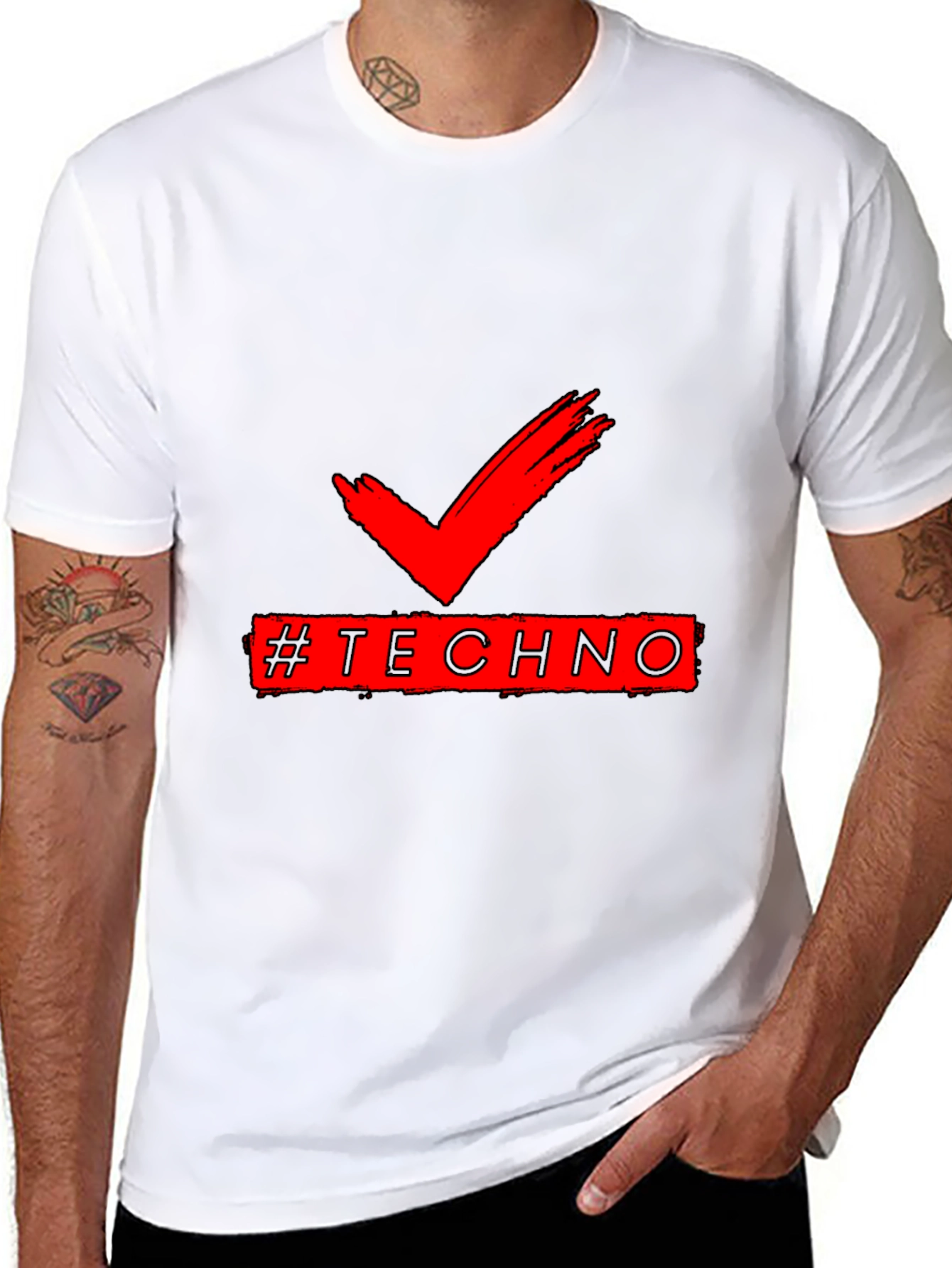 Techno Check Graphic Tee -  Music Lover Shirt