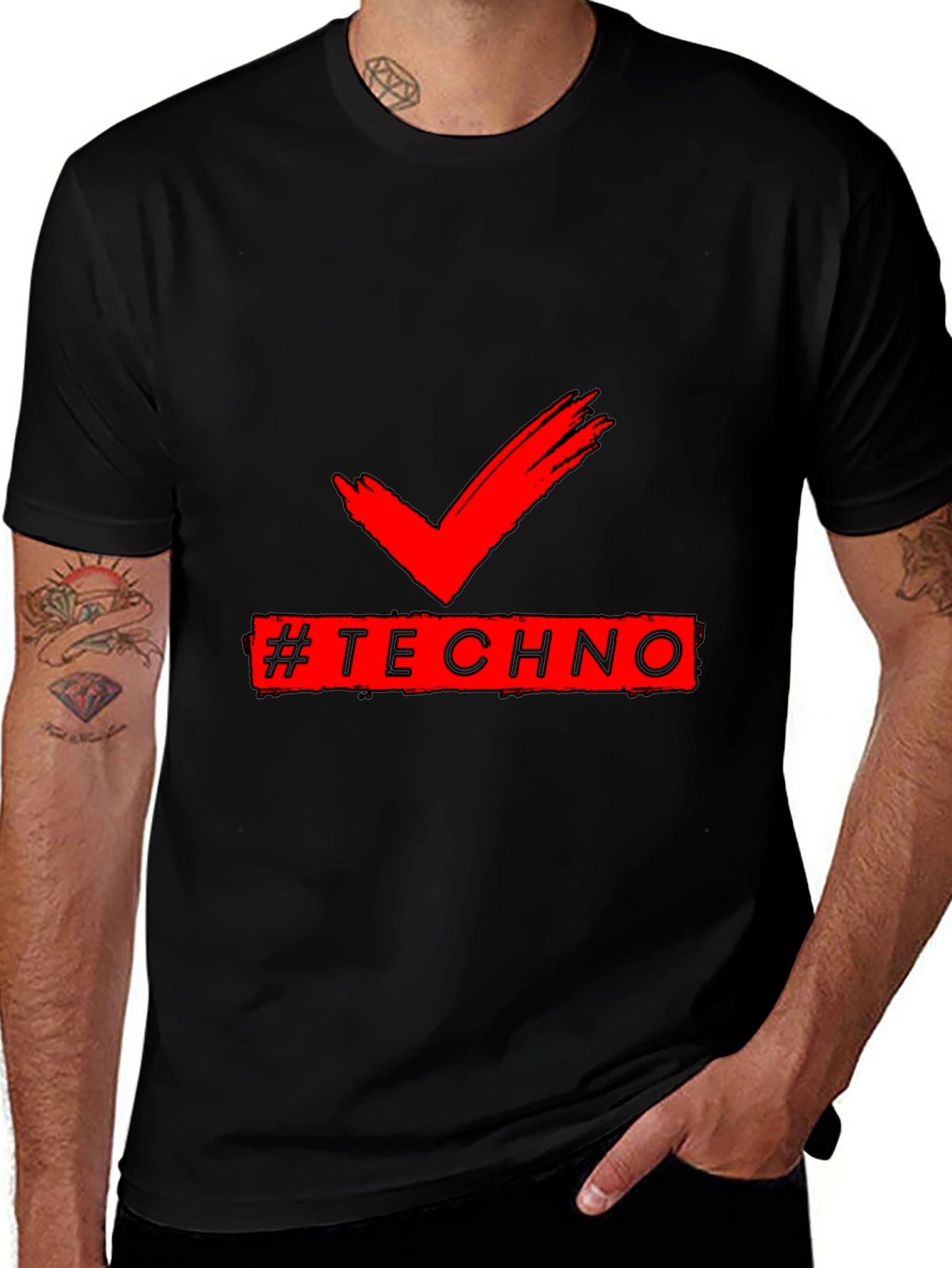 Techno Check Graphic Tee -  Music Lover Shirt