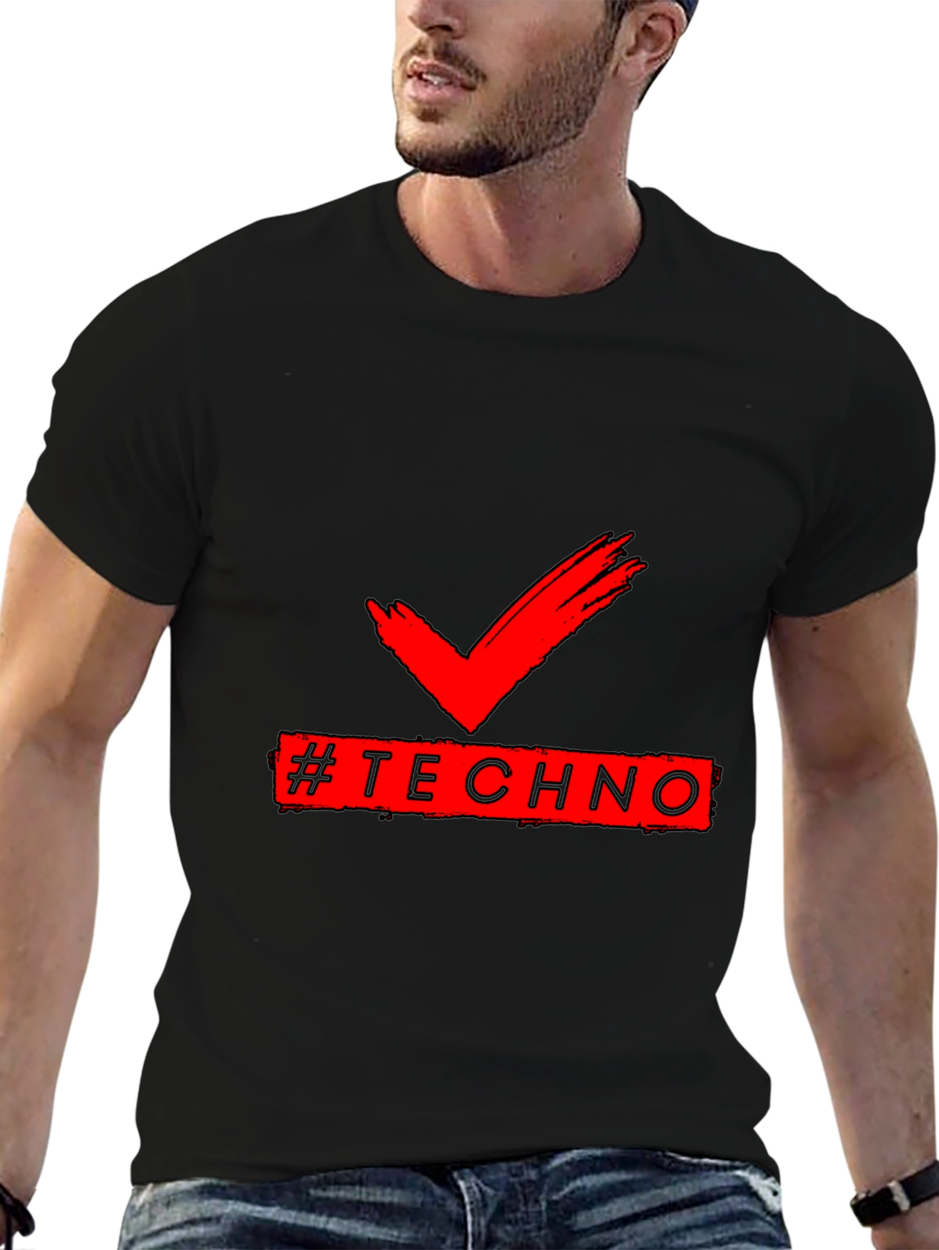 Techno Check Graphic Tee -  Music Lover Shirt