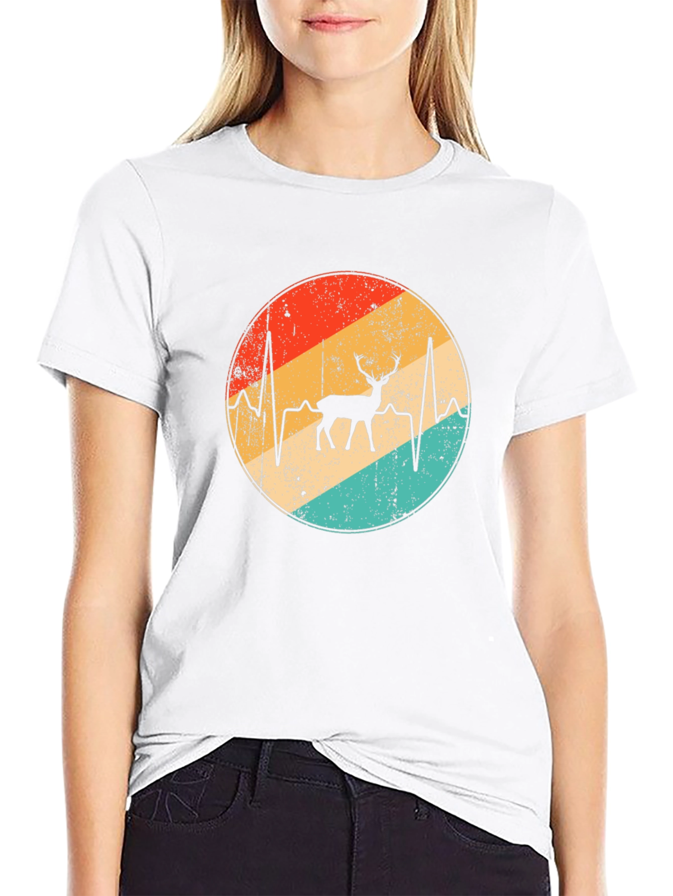 Retro Deer Heartbeat Graphic Tee