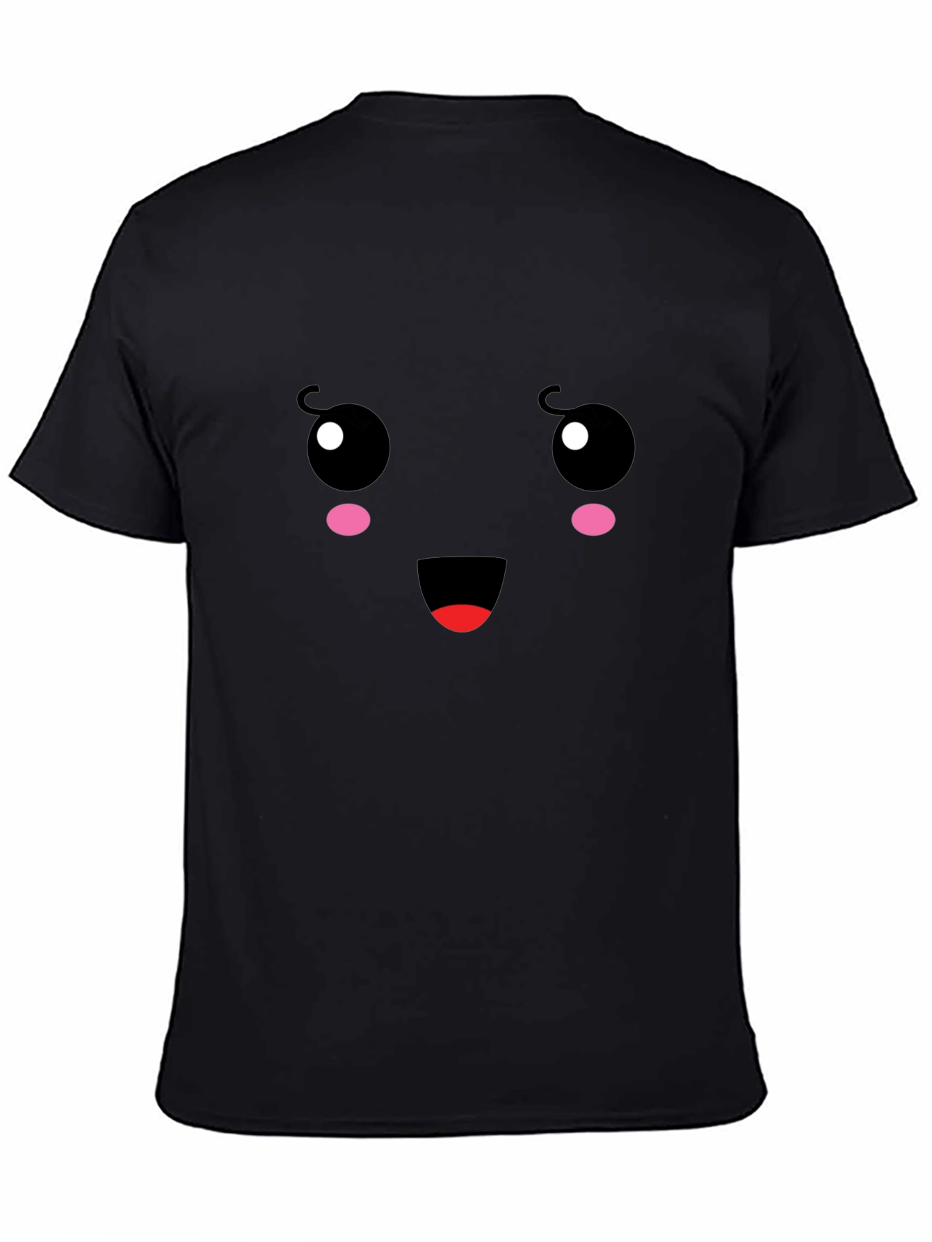 Cute Face Graphic Tee - Black Cotton T-Shirt