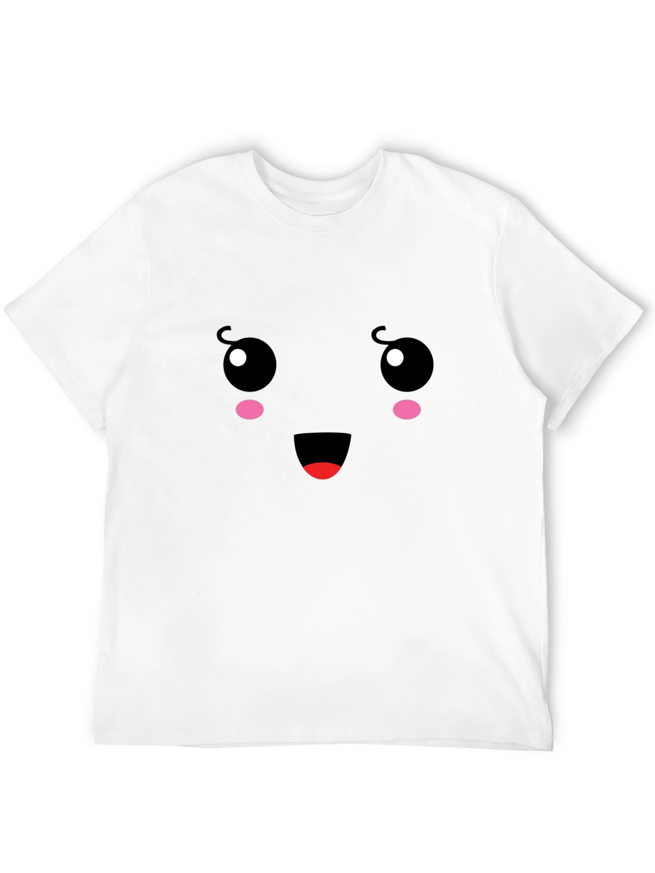 Cute Face Graphic Tee - Black Cotton T-Shirt