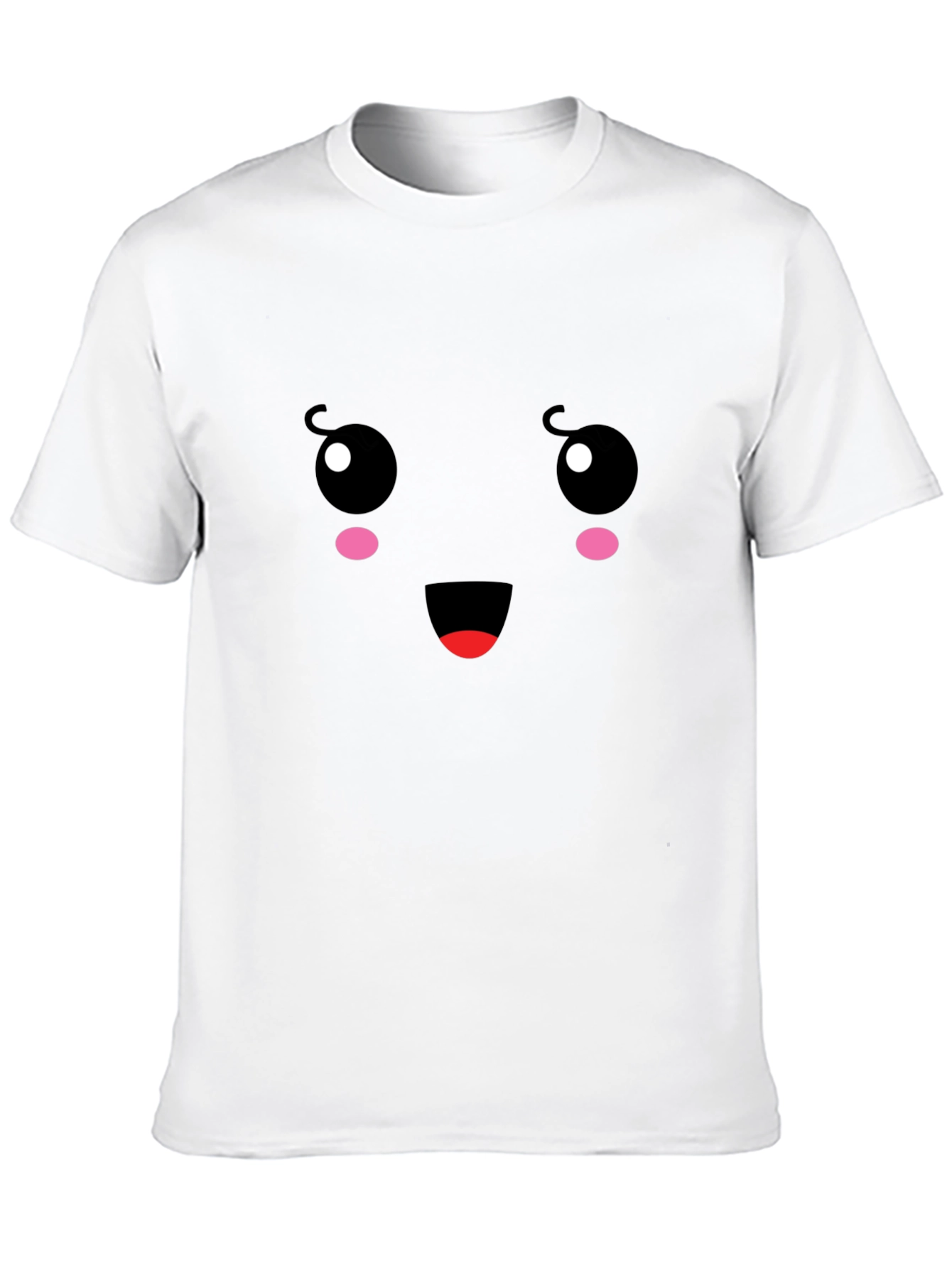Cute Face Graphic Tee - Black Cotton T-Shirt