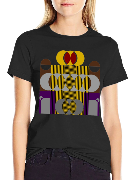 Abstract Geometric Graphic Print Black T-Shirt