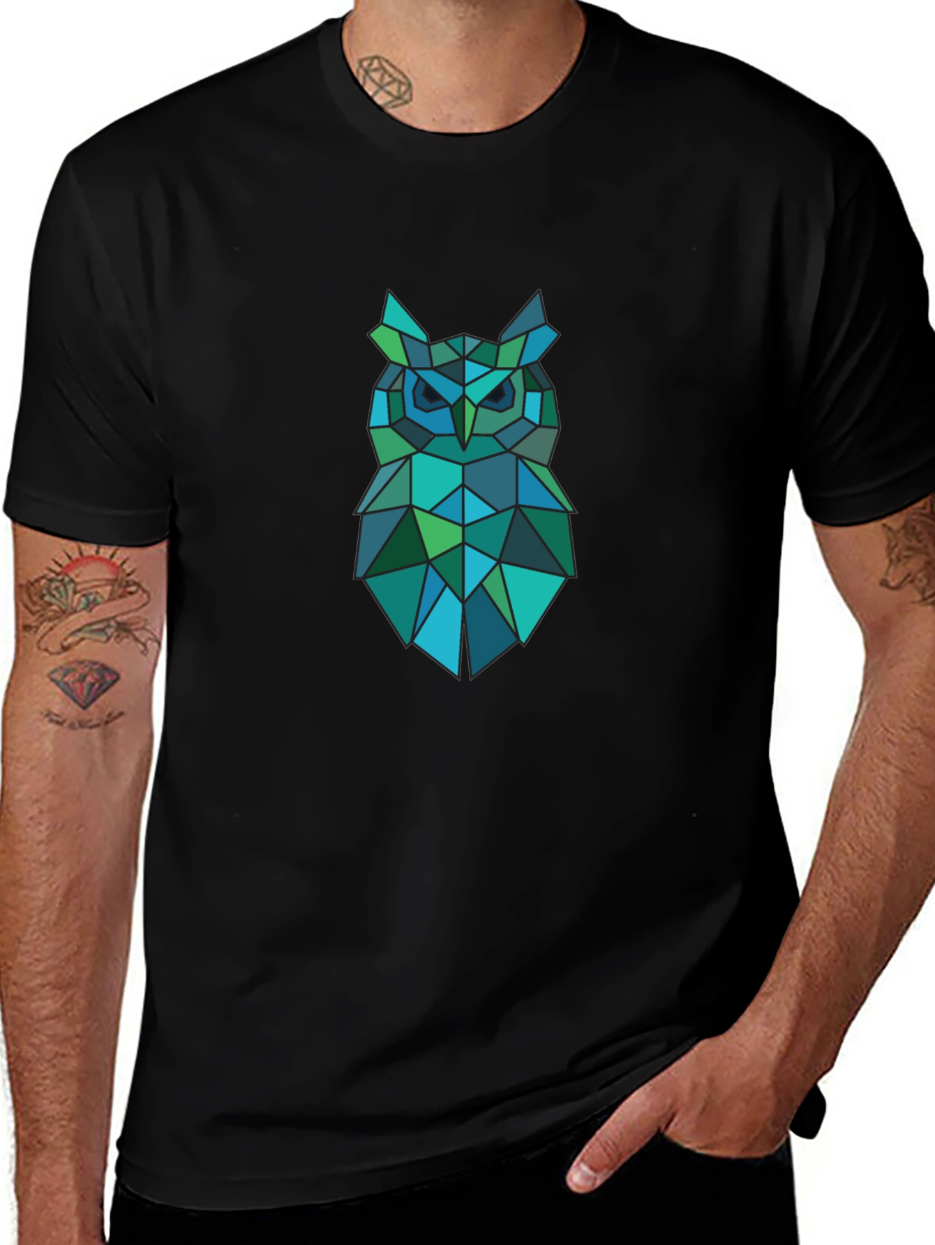 Geometric Owl Graphic T-Shirt - Modern Design
