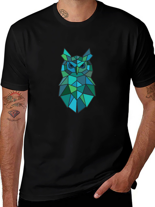 Geometric Owl Graphic T-Shirt - Modern Design