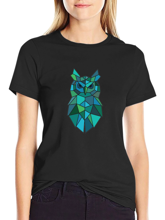 Geometric Owl Graphic T-Shirt - Modern Design
