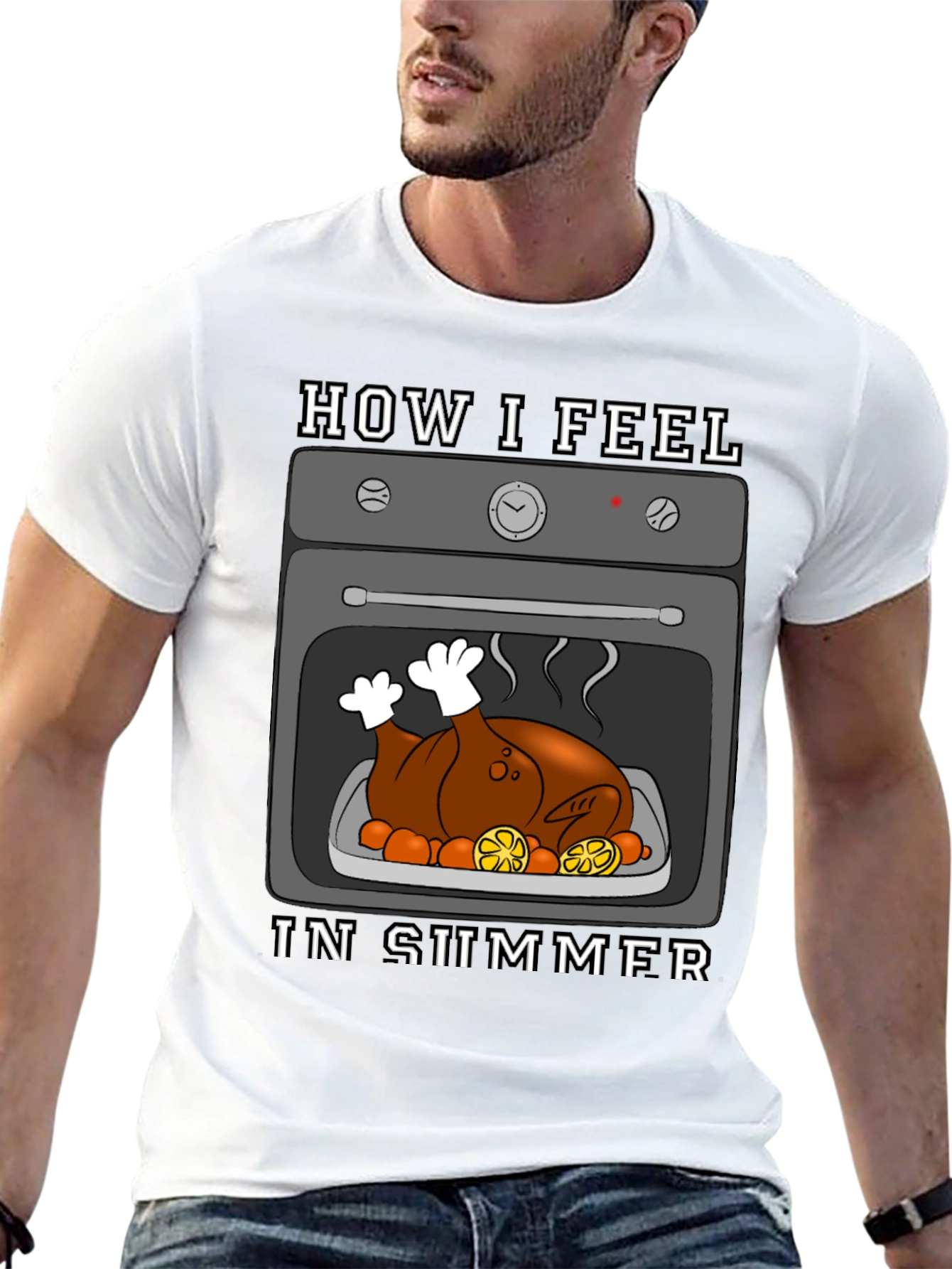 Humorous Summer T-Shirt - Roasted Turkey in Oven