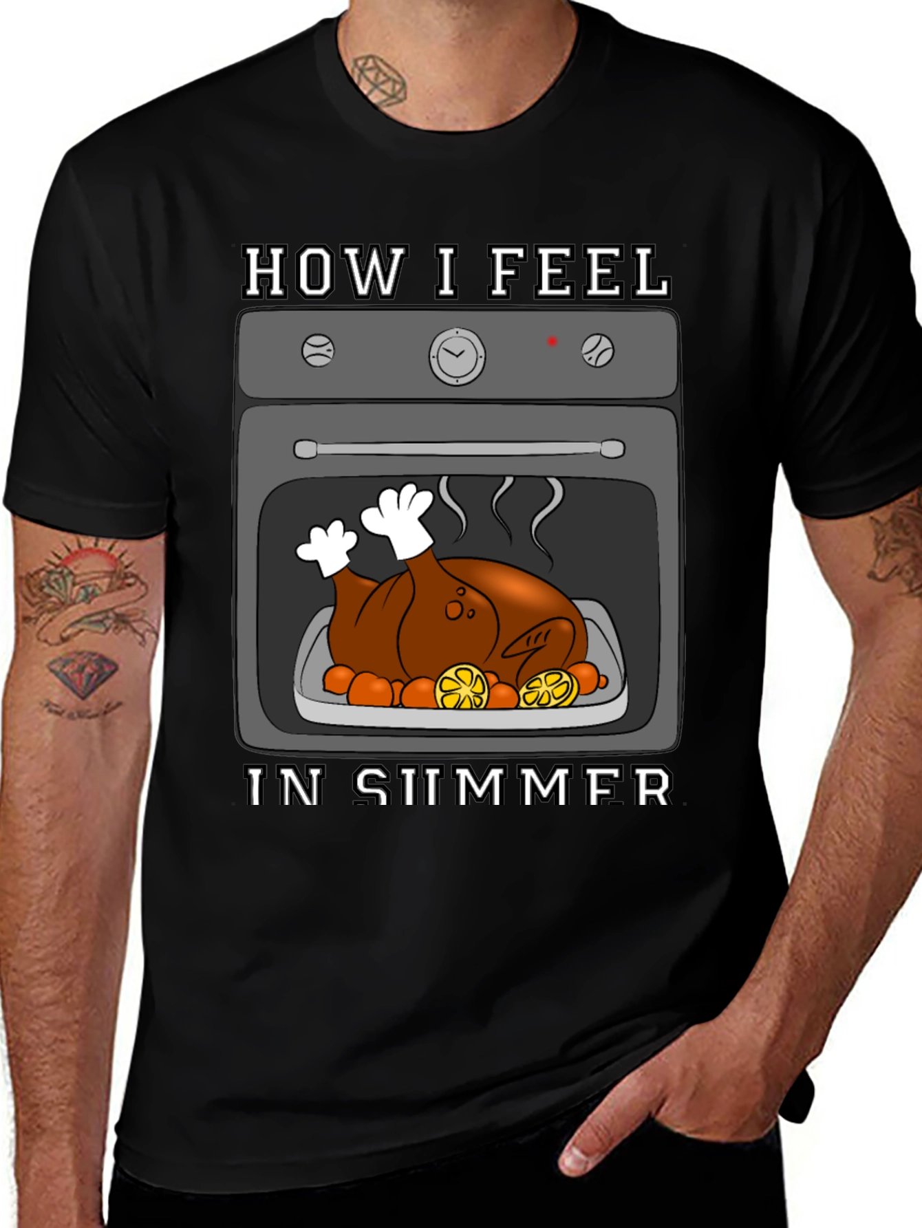 Humorous Summer T-Shirt - Roasted Turkey in Oven