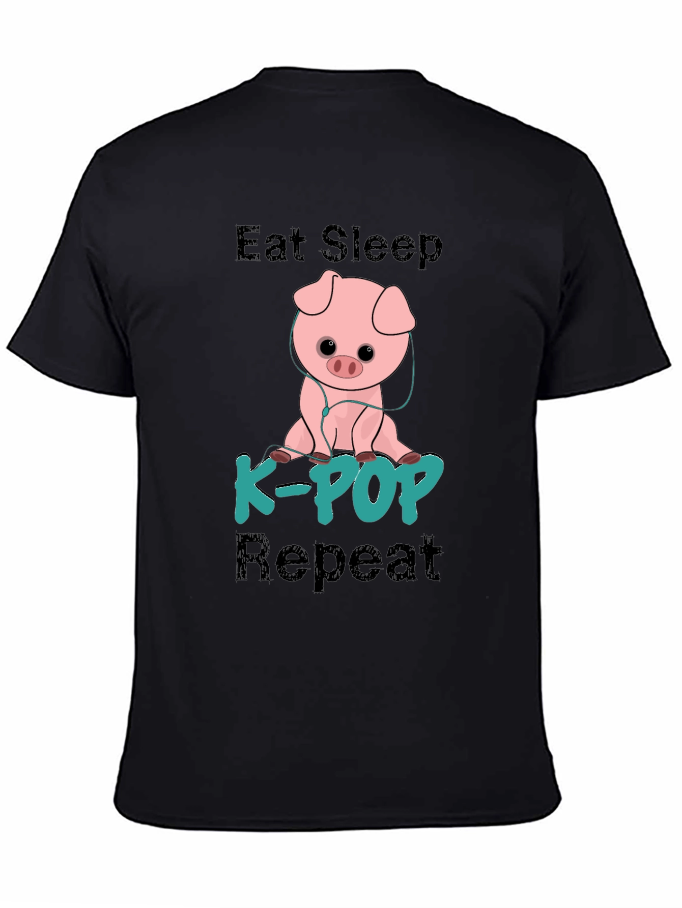Eat Sleep K-Pop Repeat Pig Graphic Tee