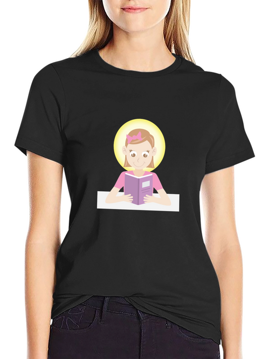 Black Graphic Tee - Girl Reading