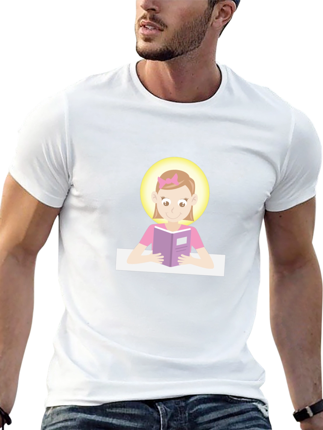 Black Graphic Tee - Girl Reading