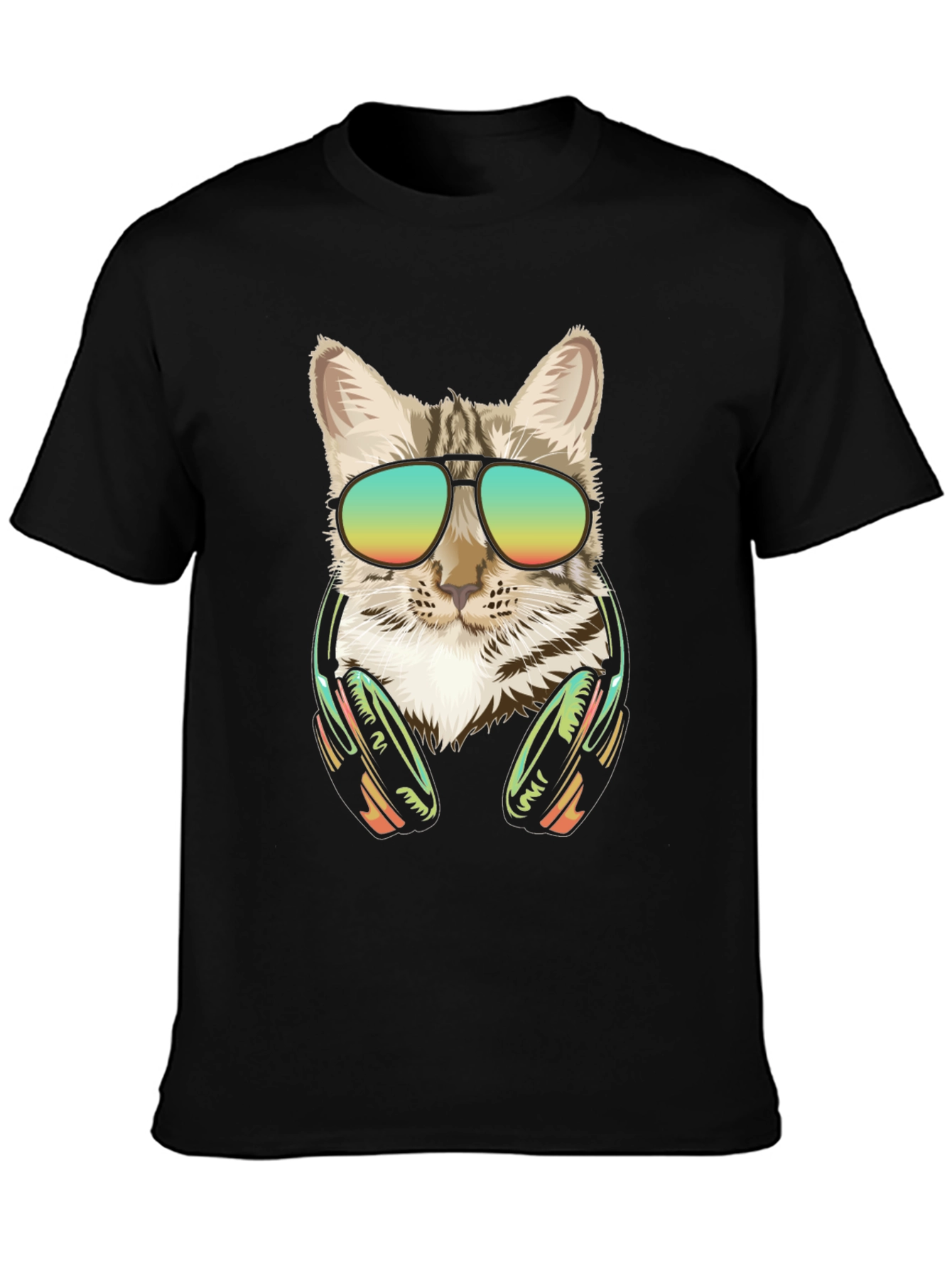 Cool Cat Graphic Tee - Sunglasses & Headphones