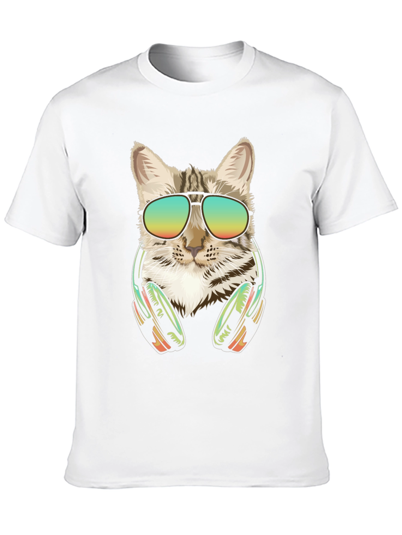 Cool Cat Graphic Tee - Sunglasses & Headphones