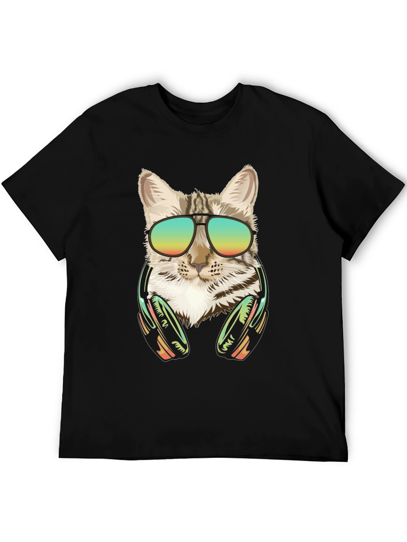 Cool Cat Graphic Tee - Sunglasses & Headphones