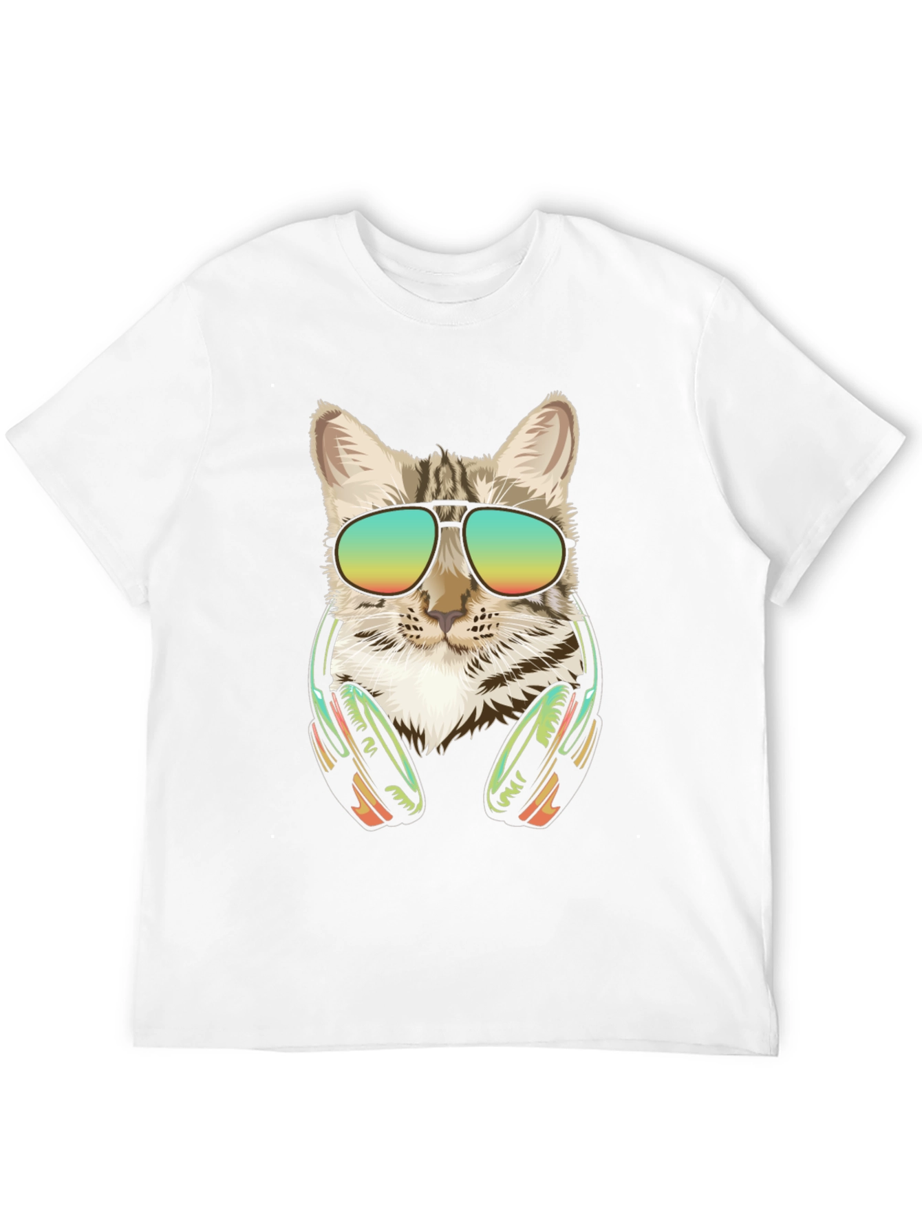 Cool Cat Graphic Tee - Sunglasses & Headphones