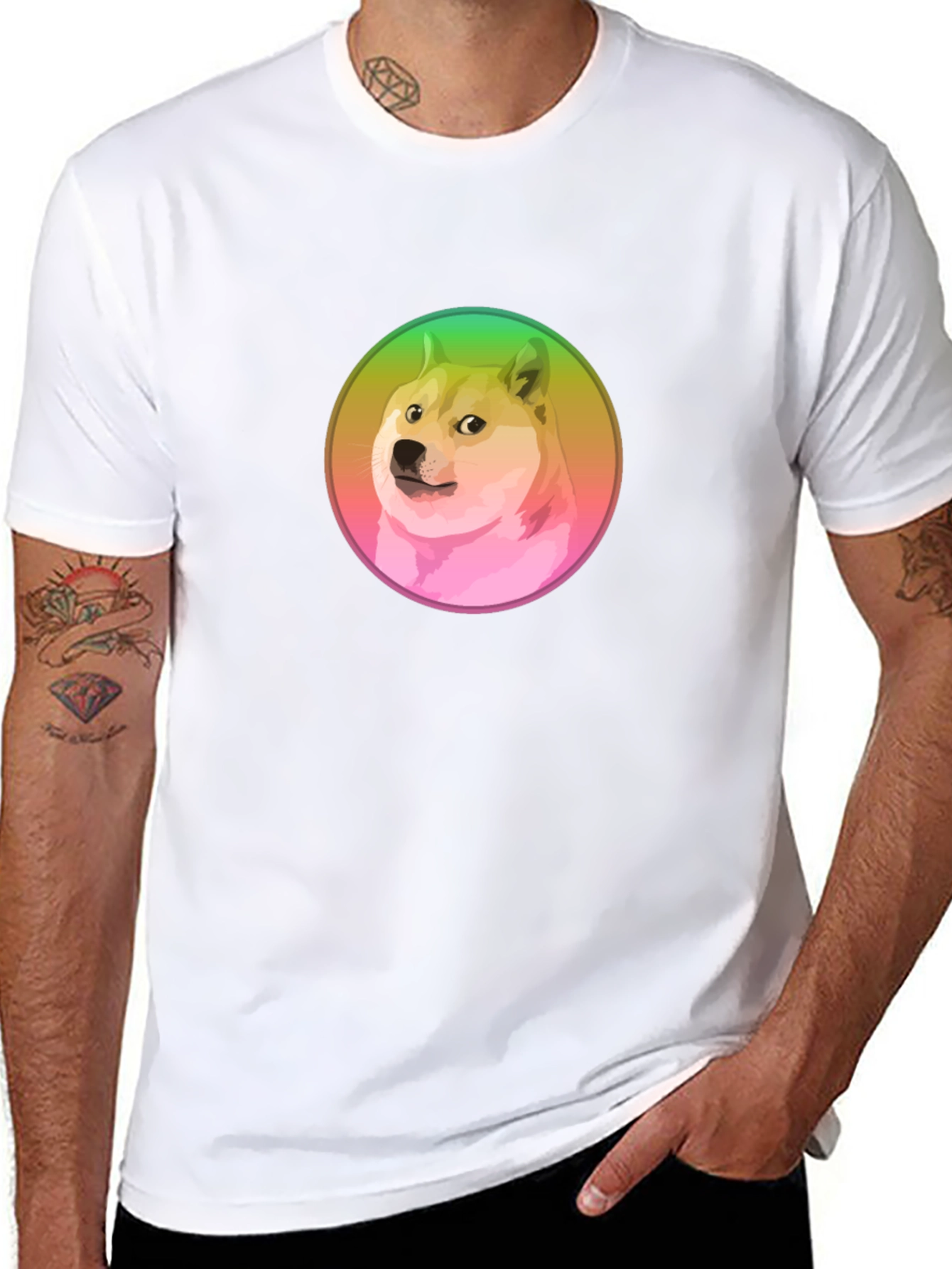 Doge Meme Graphic T-Shirt - Black Crew Neck Tee