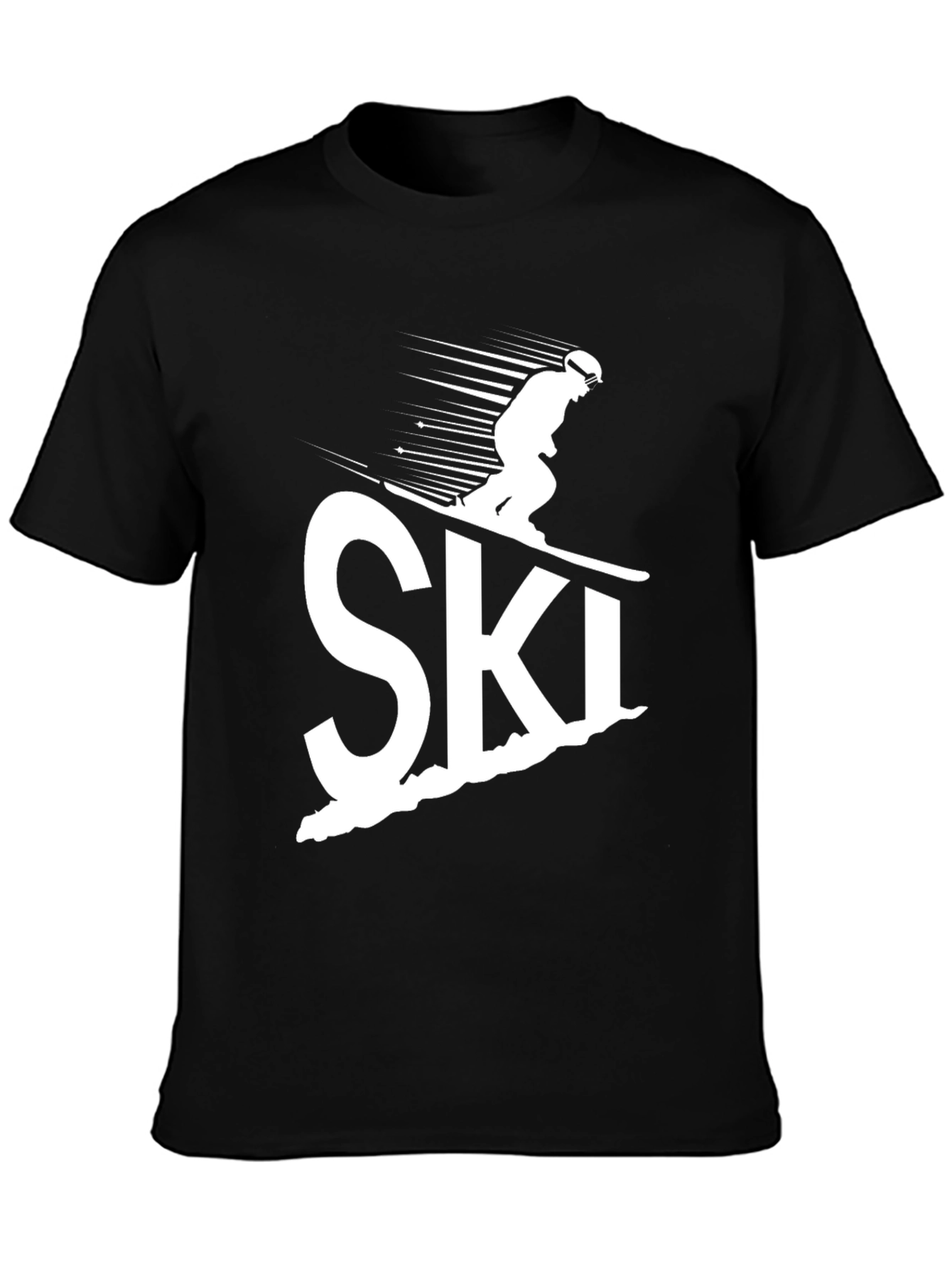 Skiing Graphic Tee - Black Cotton Comfort