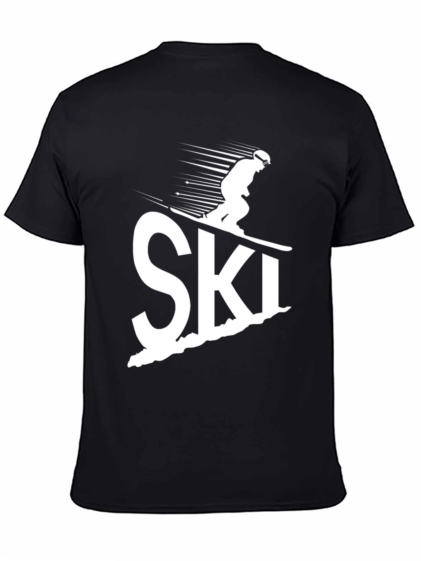 Skiing Graphic Tee - Black Cotton Comfort