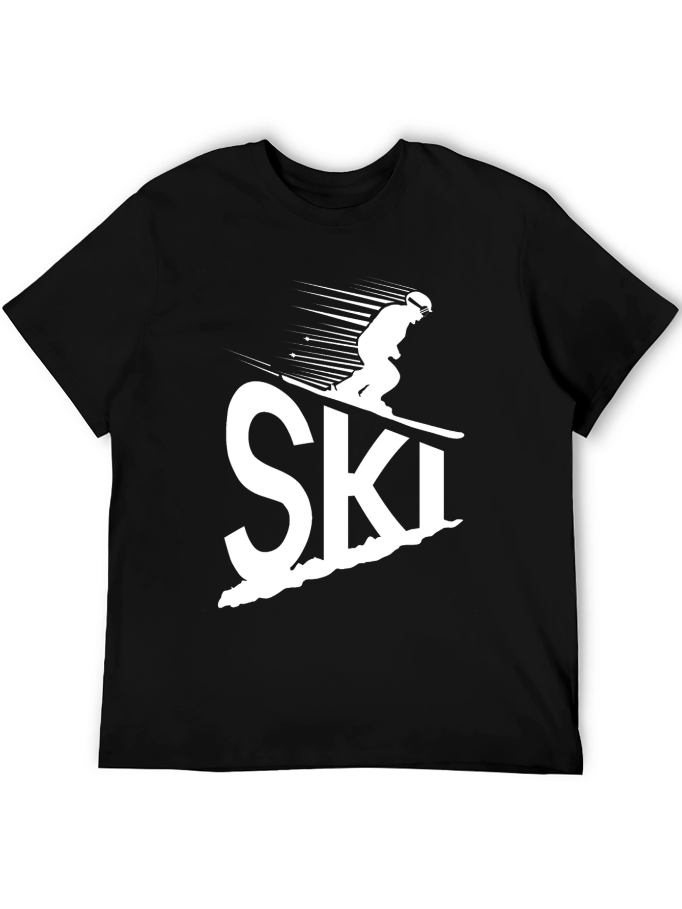 Skiing Graphic Tee - Black Cotton Comfort