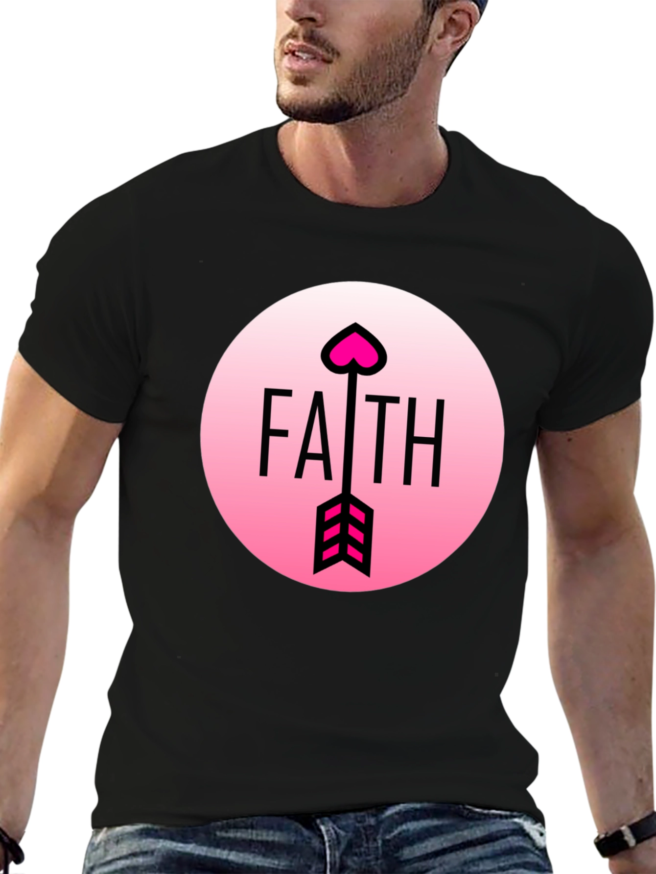 Faith Arrow Heart Graphic Black Tee