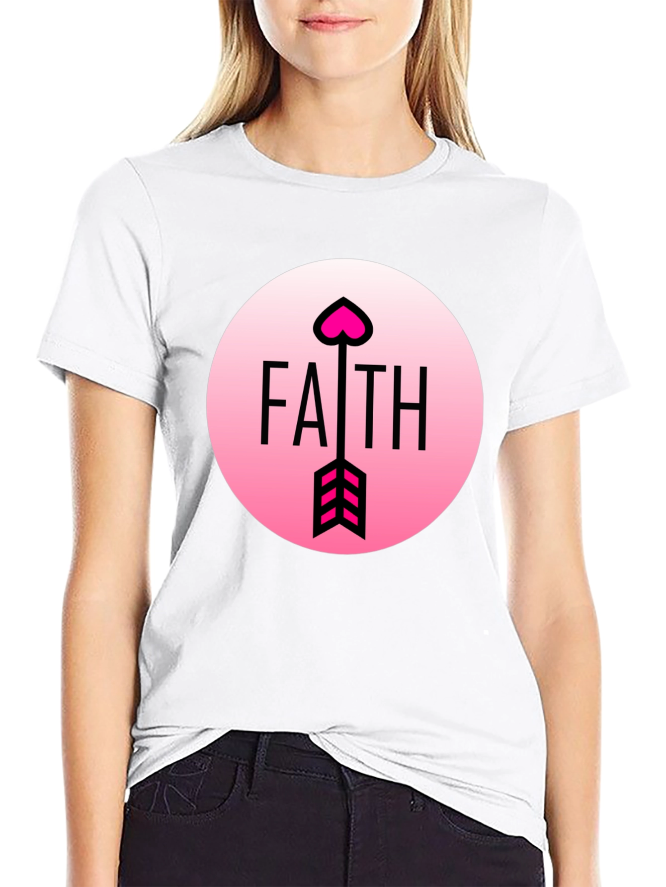 Faith Arrow Heart Graphic Black Tee