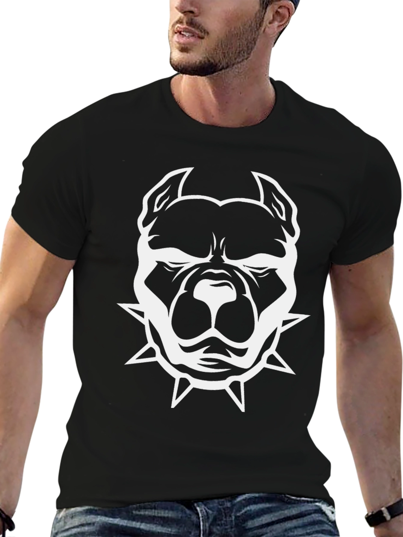 Mens Black T-shirt with Bulldog Graphic
